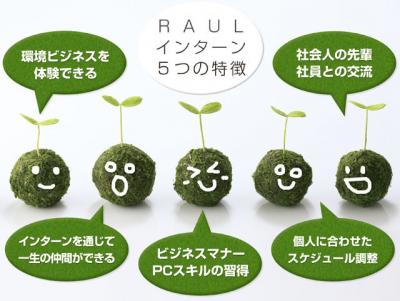 RAUL株式会社が、環境ビジネスが学べるインターンシップ2013春募集を開始致しました